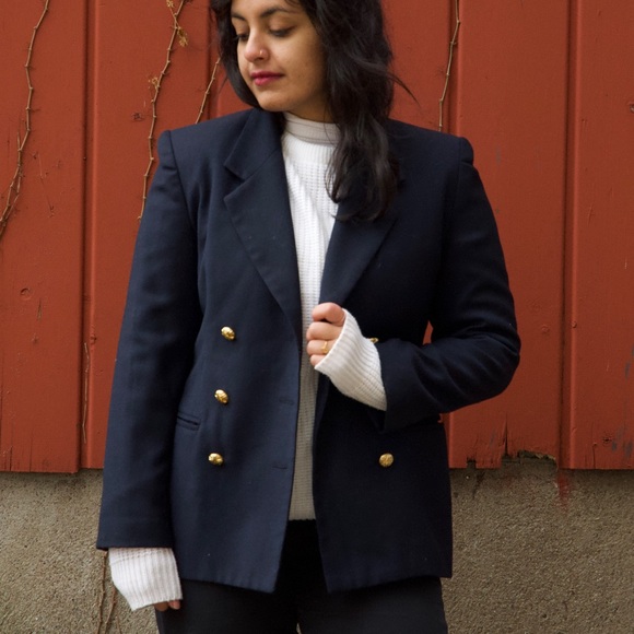 Vintage Navy Blue Wool Blazer - Picture 1 of 2